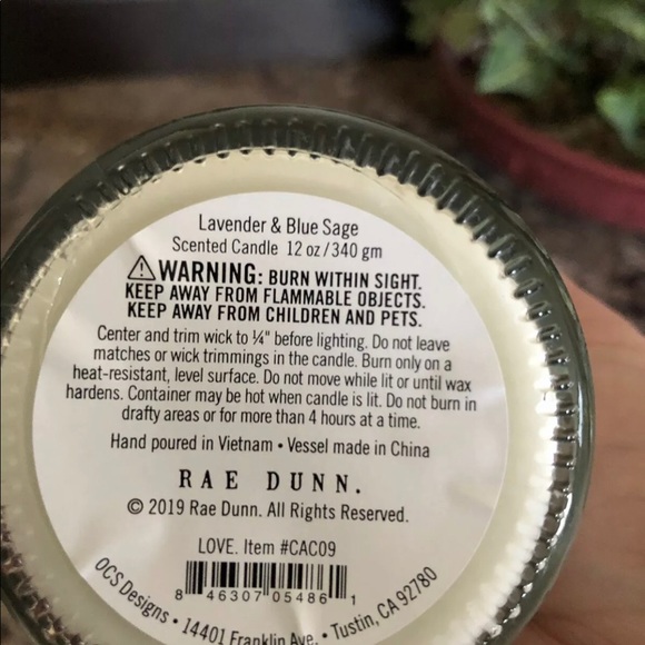 NEW Rae Dunn Candle | Love | Lavender & Blue Sage - Picture 2 of 2